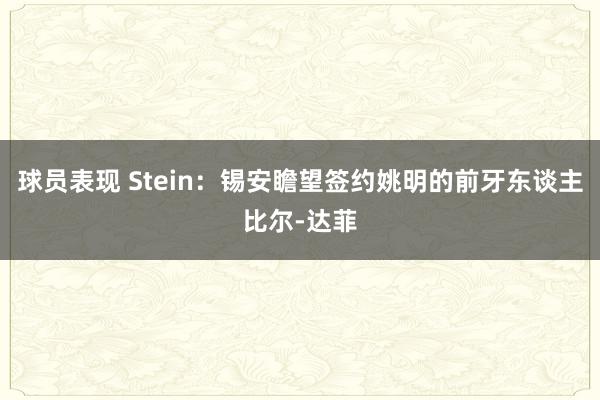 球员表现 Stein：锡安瞻望签约姚明的前牙东谈主比尔-达菲