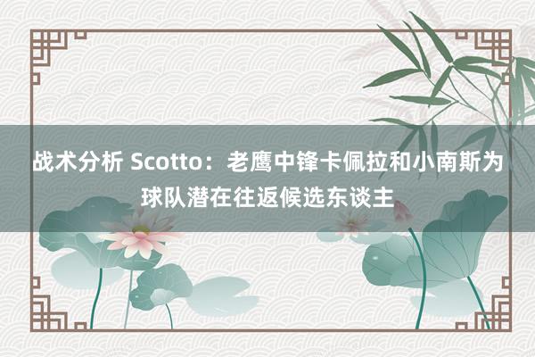 战术分析 Scotto：老鹰中锋卡佩拉和小南斯为球队潜在往返候选东谈主