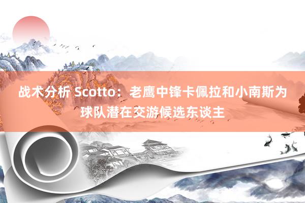 战术分析 Scotto：老鹰中锋卡佩拉和小南斯为球队潜在交游候选东谈主